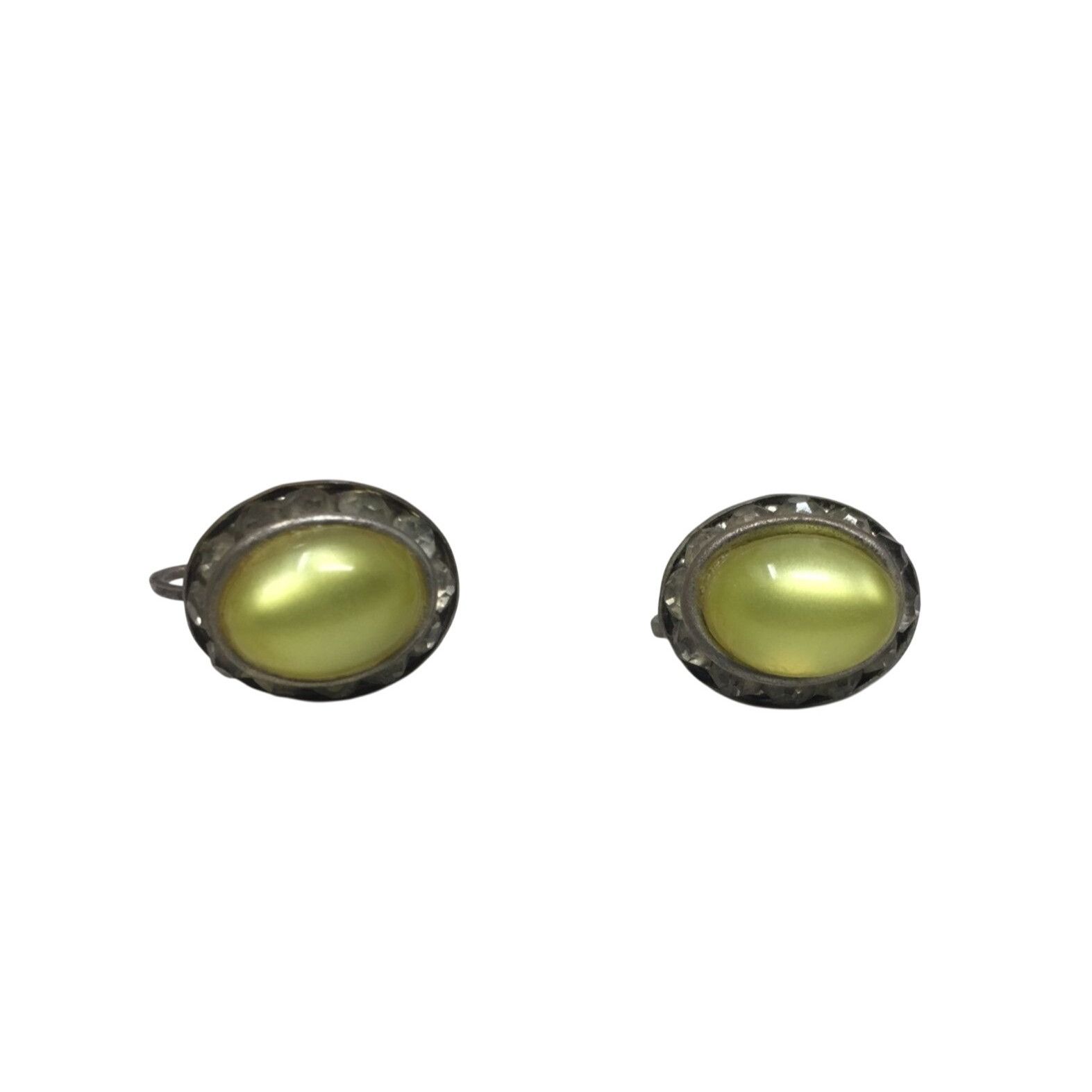 Other Women's Vintage Green and Silver Tone Stud Earrings with Rhi Size ONE SIZE - 1 Thumbnail