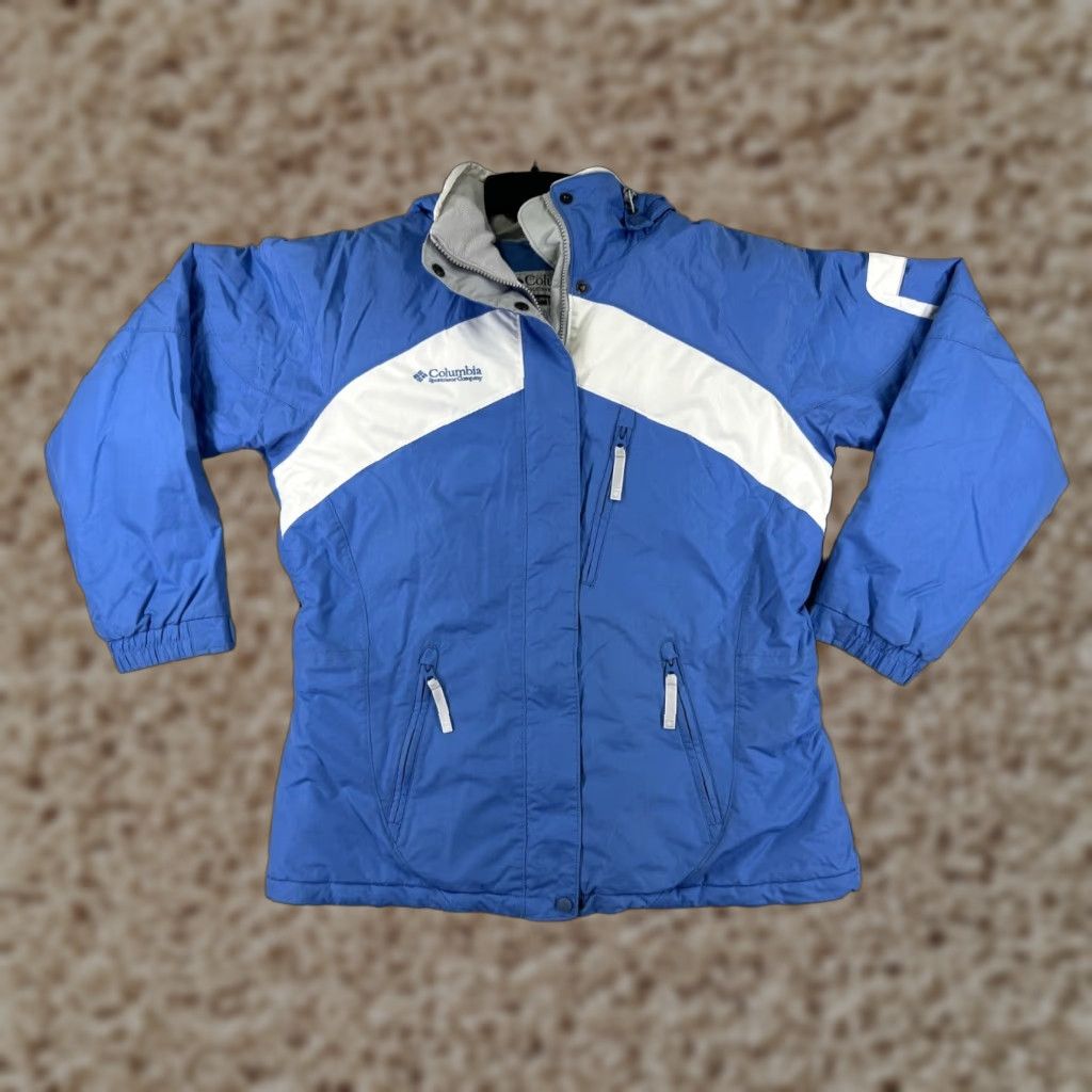 Columbia Womens Jacket XL Blue Nylon Hooded Full Zip Puffer