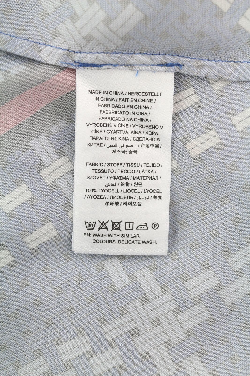 SIGNATURE WEAVE EU38 Blue Patterned Satin Shirt 85147