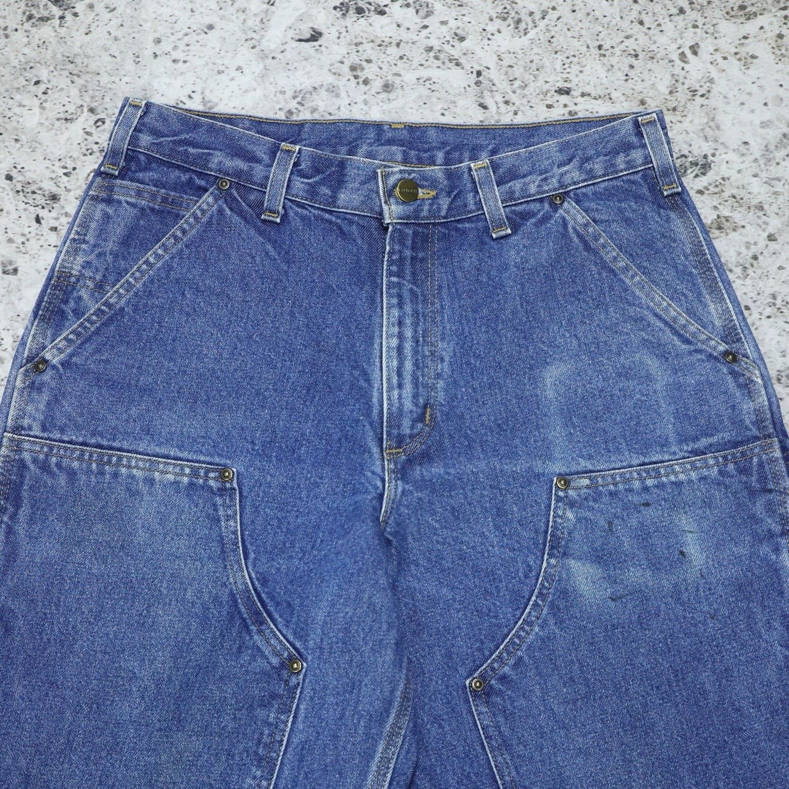 Carhartt Vintage Carhartt Faded Blue Denim Double Knee Carpenter Pant Size US 31 - 3 Thumbnail