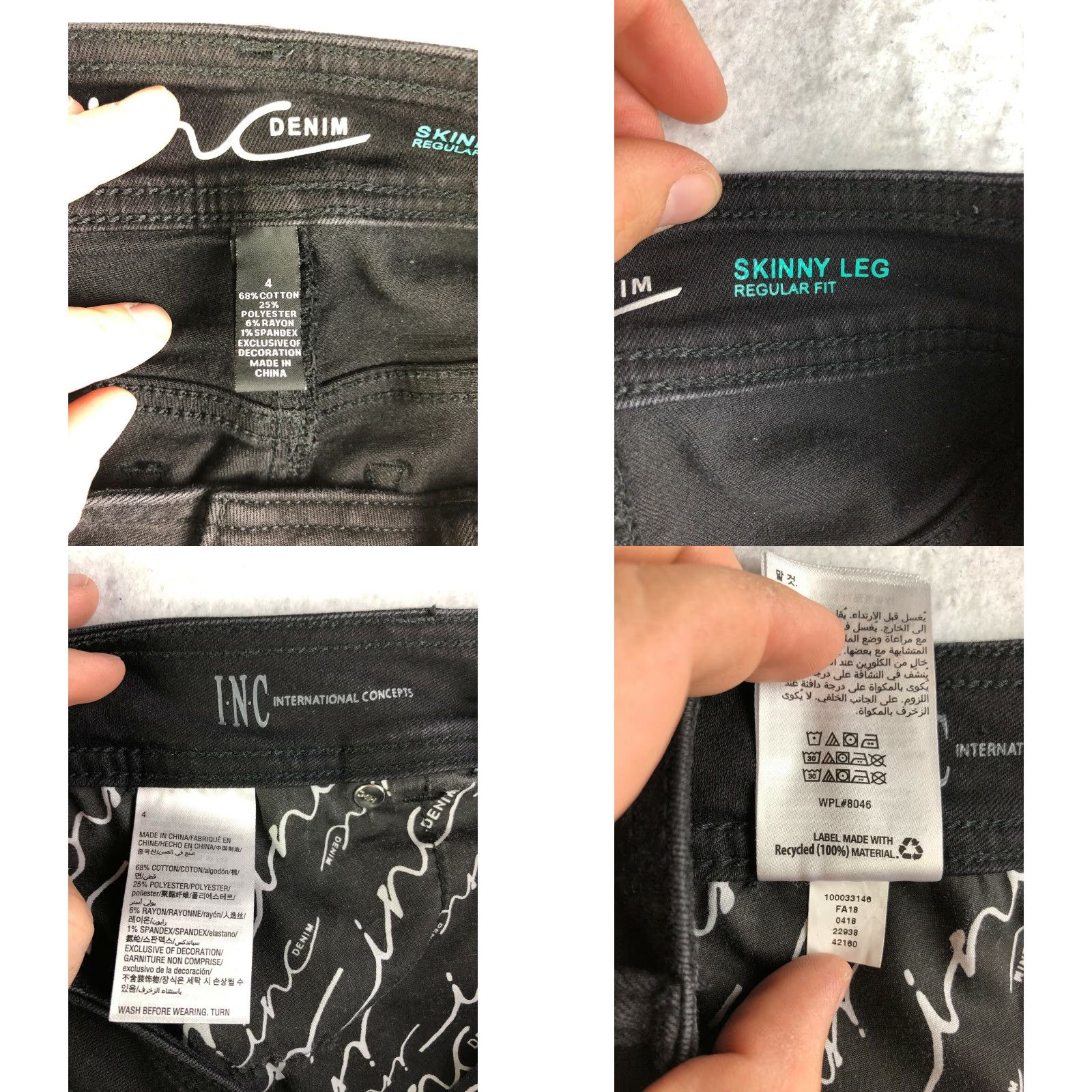 Vintage inc Denim Mid Rise Skinny Regular Womens Size 4 Black Denim Jeans Size 29" - 8 Thumbnail