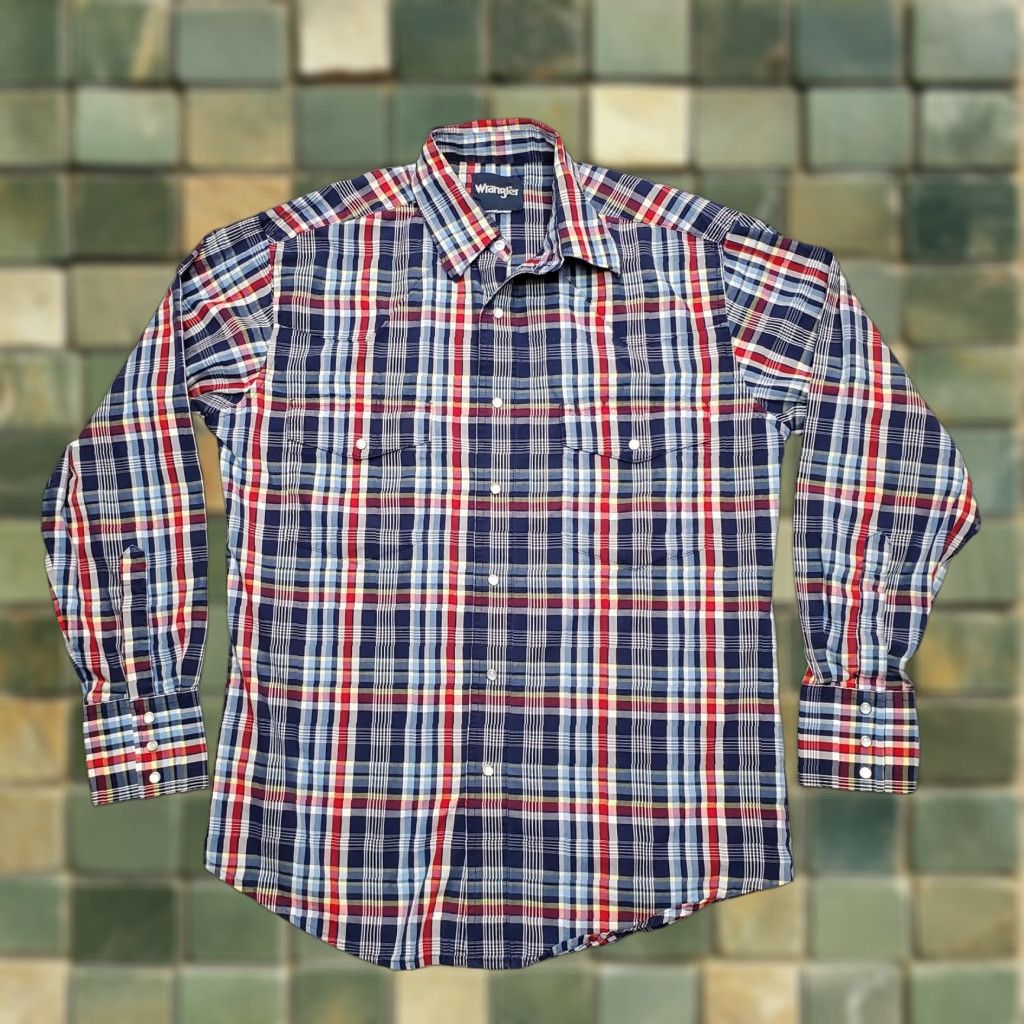 Wrangler Wrangler Shirt Men M Blue Red Plaid Pearl Snap Long Sleeve Western Casual Shirt Size US M / EU 48-50 / 2 - 1 Thumbnail