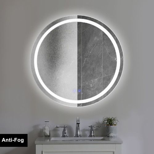 Designer × Homemade 32 x 32 Inch Round Frameless LED Illuminated Bathroom Mirror Size US L / EU 52-54 / 3 - 7 Thumbnail