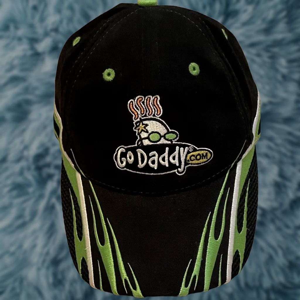 Chase Authentics VINTAGE Chase Authentics Mark Martin #5 Go Daddy Fire Flames Hat Baseball Cap Men Adjustable Black 90s Biker Rock USA Sports Autographed? Size ONE SIZE - 1 Thumbnail