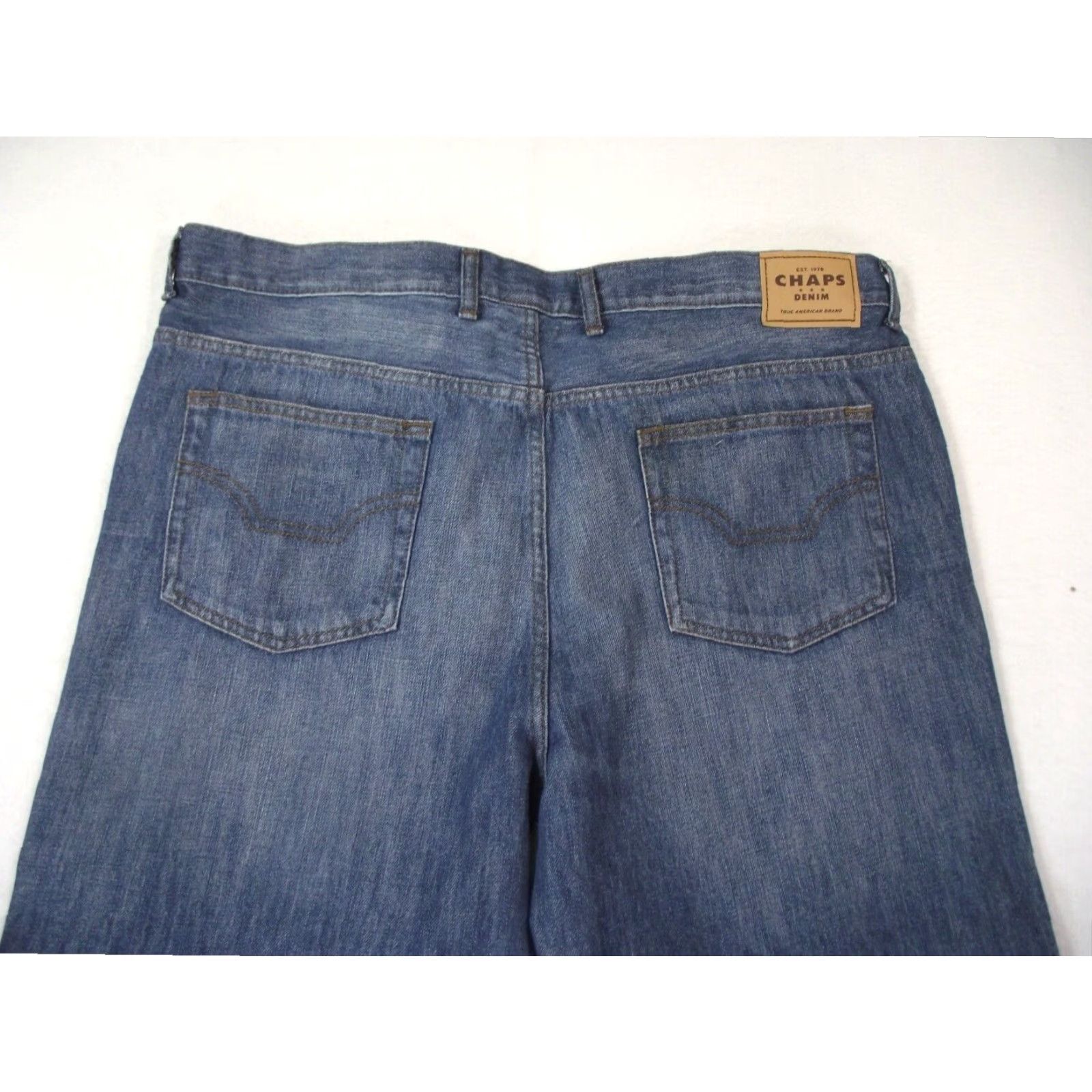 Chaps Mens Straight Regular Fit 42x30 Blue Denim Pants Extra Large XL