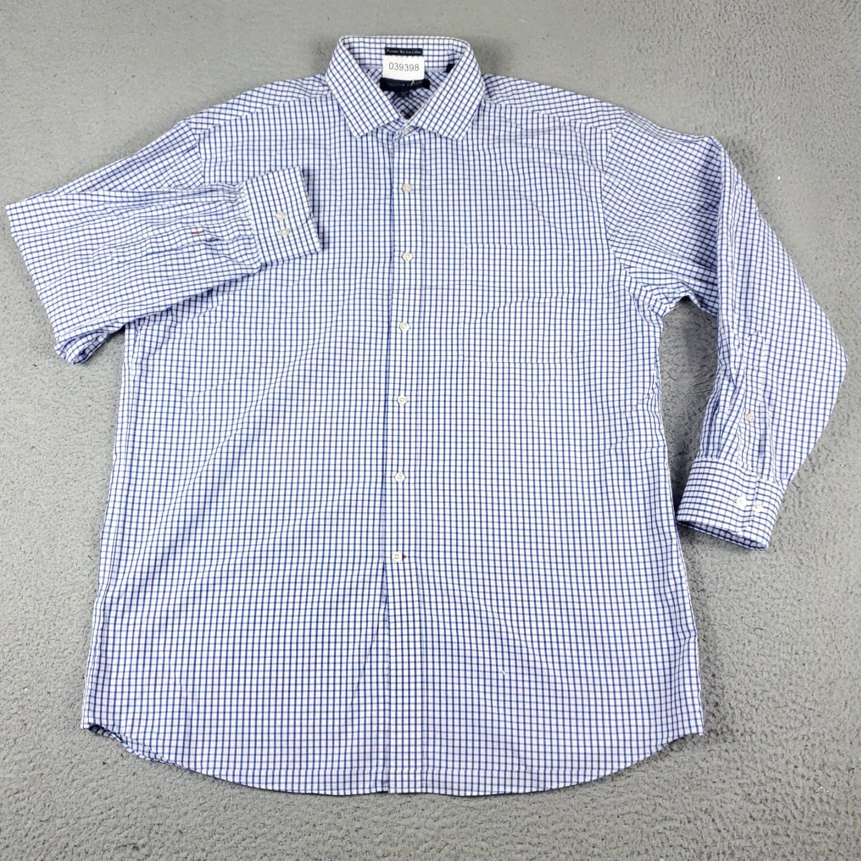 Tommy Hilfiger Tommy Hilfiger Dress Shirt Men’s 16.5 Blue White Check Long Sleeve Button Up Casual Business Size 42R - 2 Thumbnail