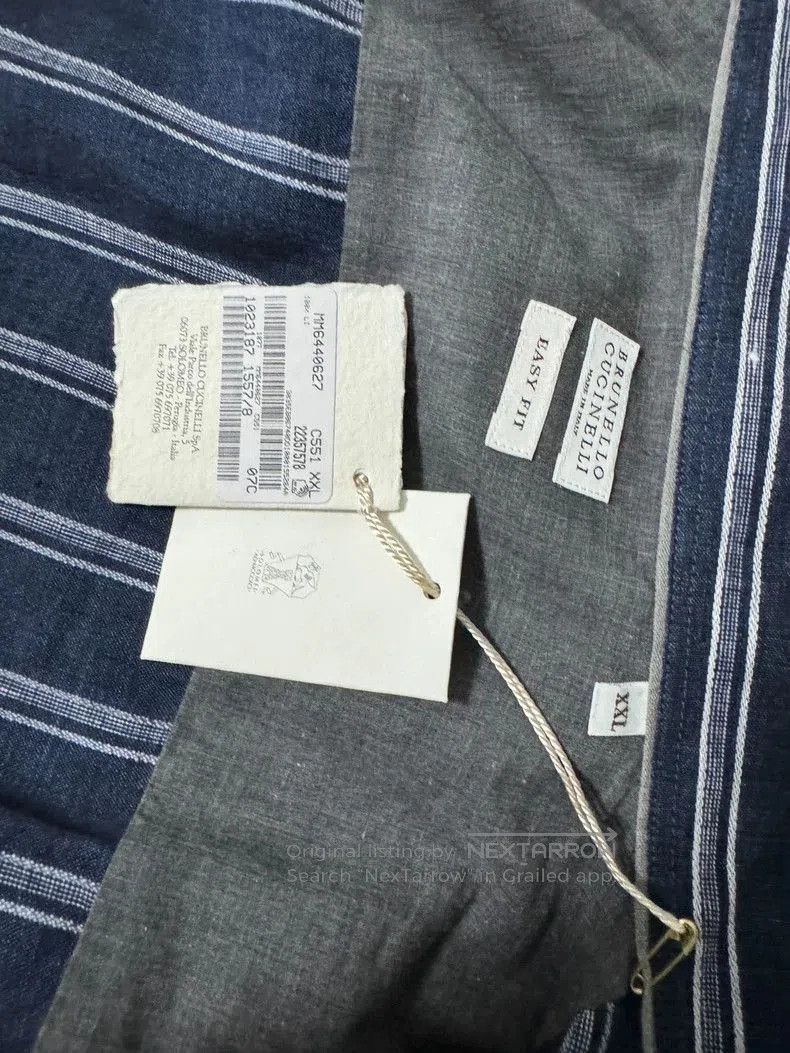 Brunello Cucinelli Brunello Cucinelli Striped Linen Shirt. Size US XXL / EU 58 / 5 - 3 Thumbnail