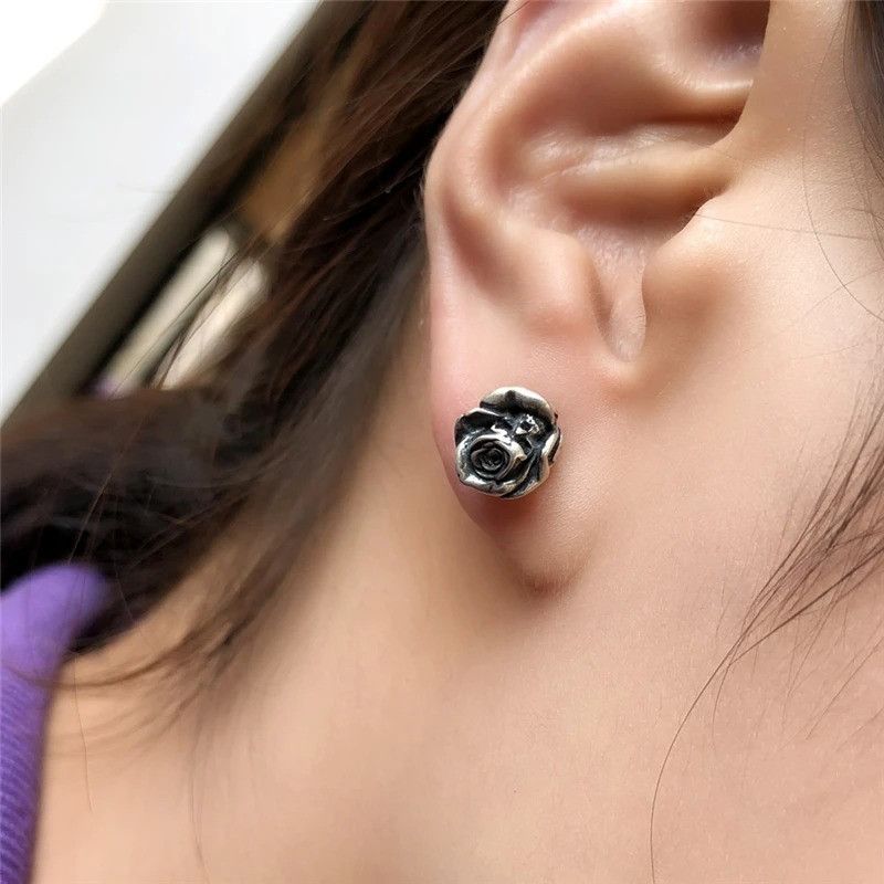 Jewelry Rose Flower Stud Earrings 925 Sterling Silver Ear Gift Size ONE SIZE - 2 Thumbnail