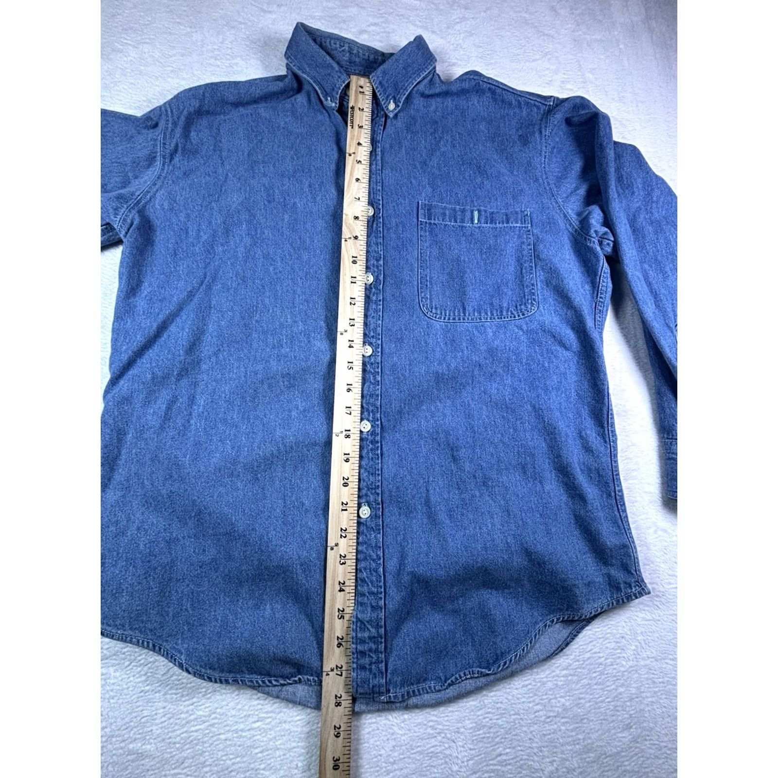 Ralph Lauren VINTAGE Ralph Lauren Chaps Denim Button-Up Shirt Long Sleeve Pocket Men 16 Blue Cotton Denim 90s Retro Classic Mens Size US L / EU 52-54 / 3 - 3 Thumbnail