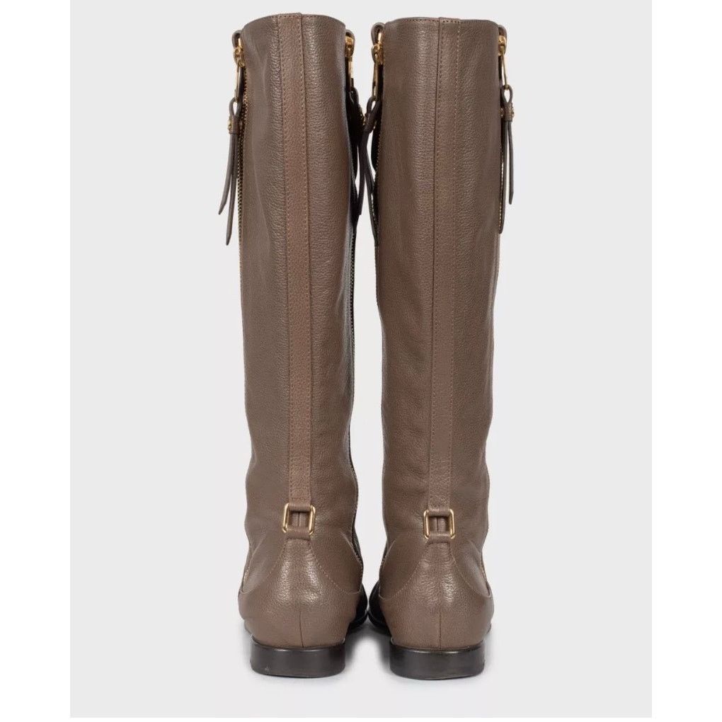 Louis Vuitton Louis Vuitton Brown Leather Knee Boots Gold Zippers 37.5 Size US 6.5 / IT 36.5 - 4 Thumbnail