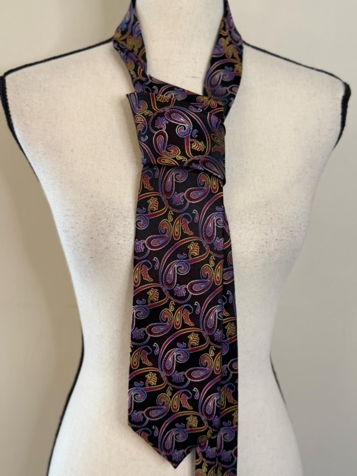 Other Jon Randall Jr. silk paisley tie purple yellow red blue Size ONE SIZE - 3 Thumbnail
