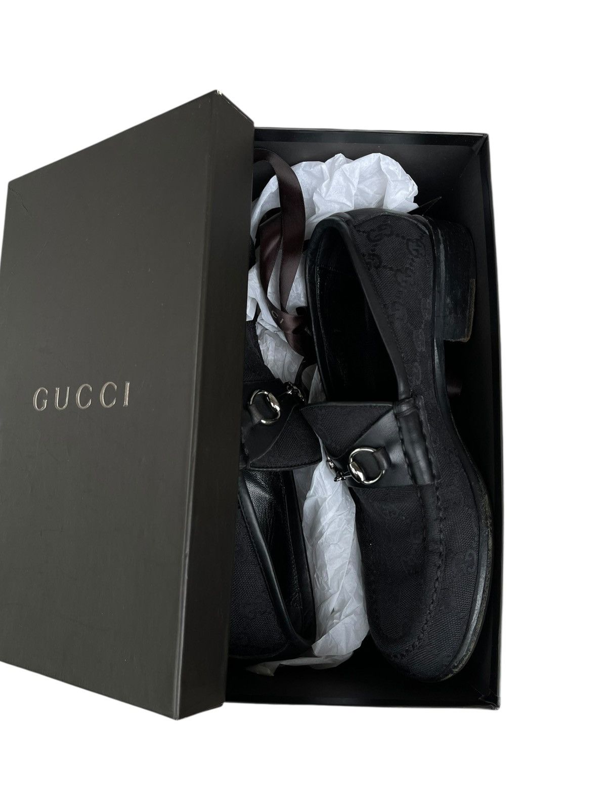Gucci × Tom Ford Gucci monogram black loafers Size US 6 / IT 36 - 2 Thumbnail
