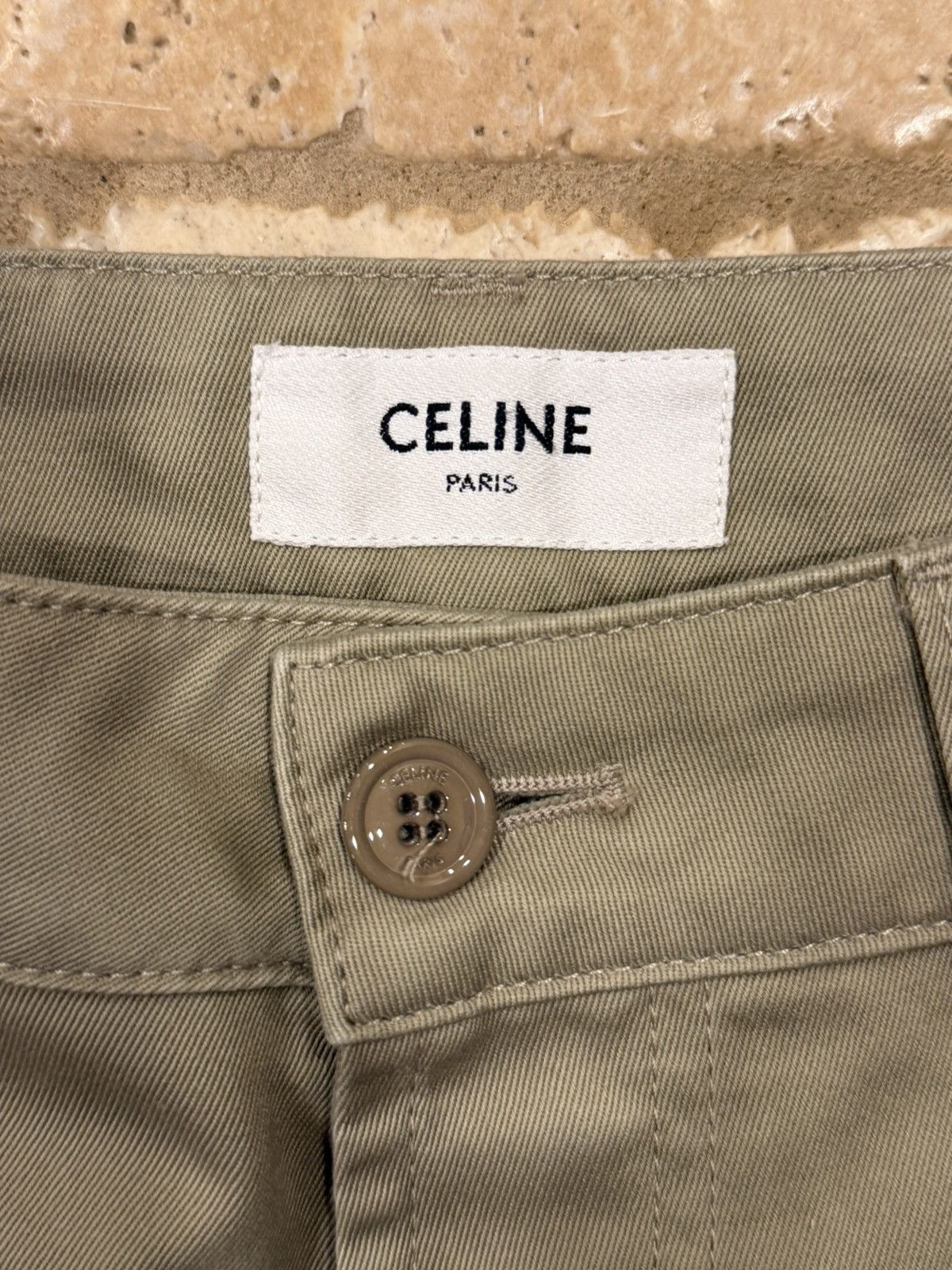 Celine Celine x Hedi Twill Khaki Logo Cargo Trouser Pants Size US 32 / EU 48 - 9 Thumbnail