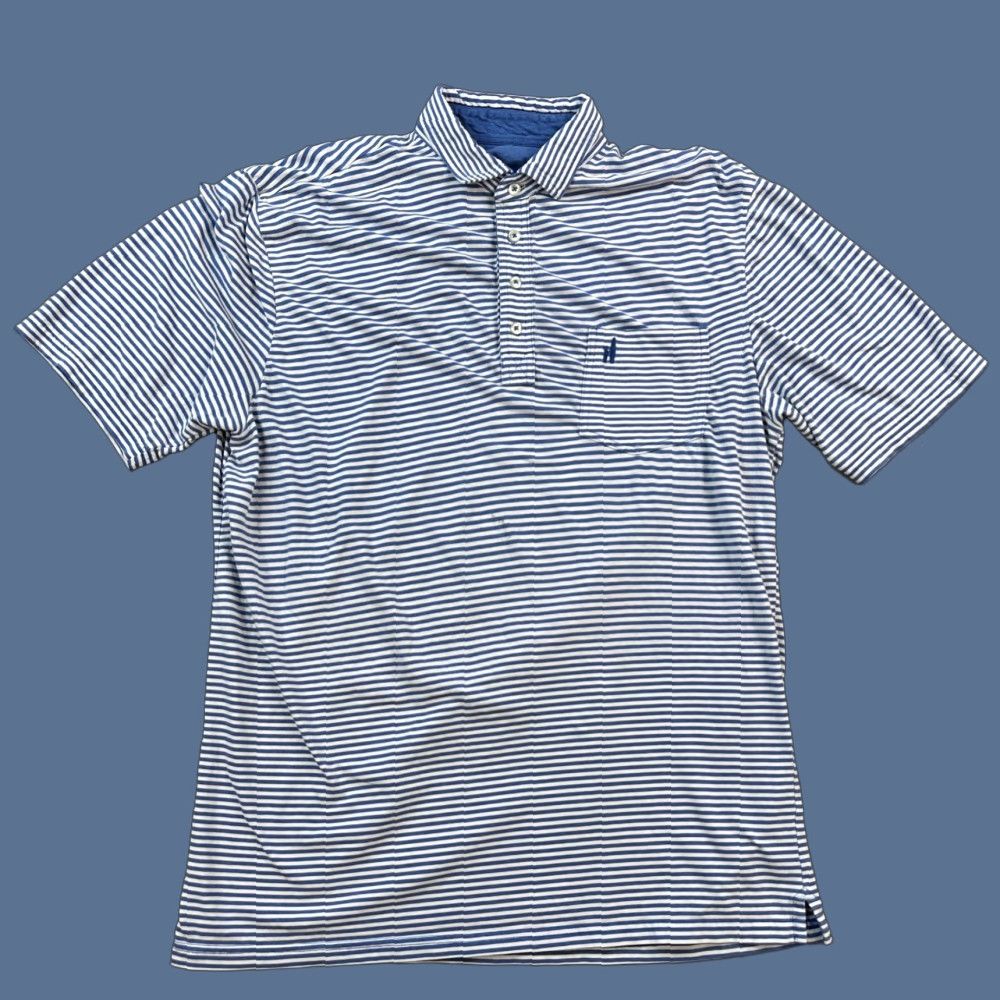 johnnie-O johnnie-O Polo Shirt Mens Medium Blue Striped Lightweight Golf Pocket Shirt Size US M / EU 48-50 / 2 - 1 Thumbnail