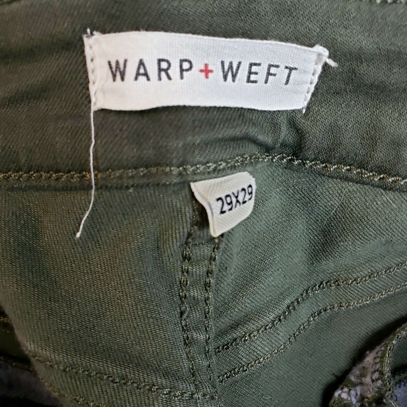 Vintage Warp + Weet JFK New York City Skinny Pants Sz 29 Green Mid Rise Womens Tencel Blend Pants Size 29" - 7 Thumbnail