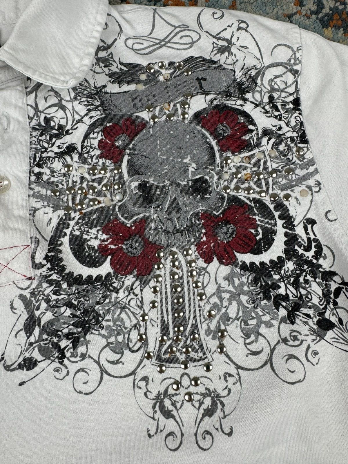 No Fear Vintage Y2K No Fear studded skull jesse pinkman style polo Size US L / EU 52-54 / 3 - 9 Thumbnail