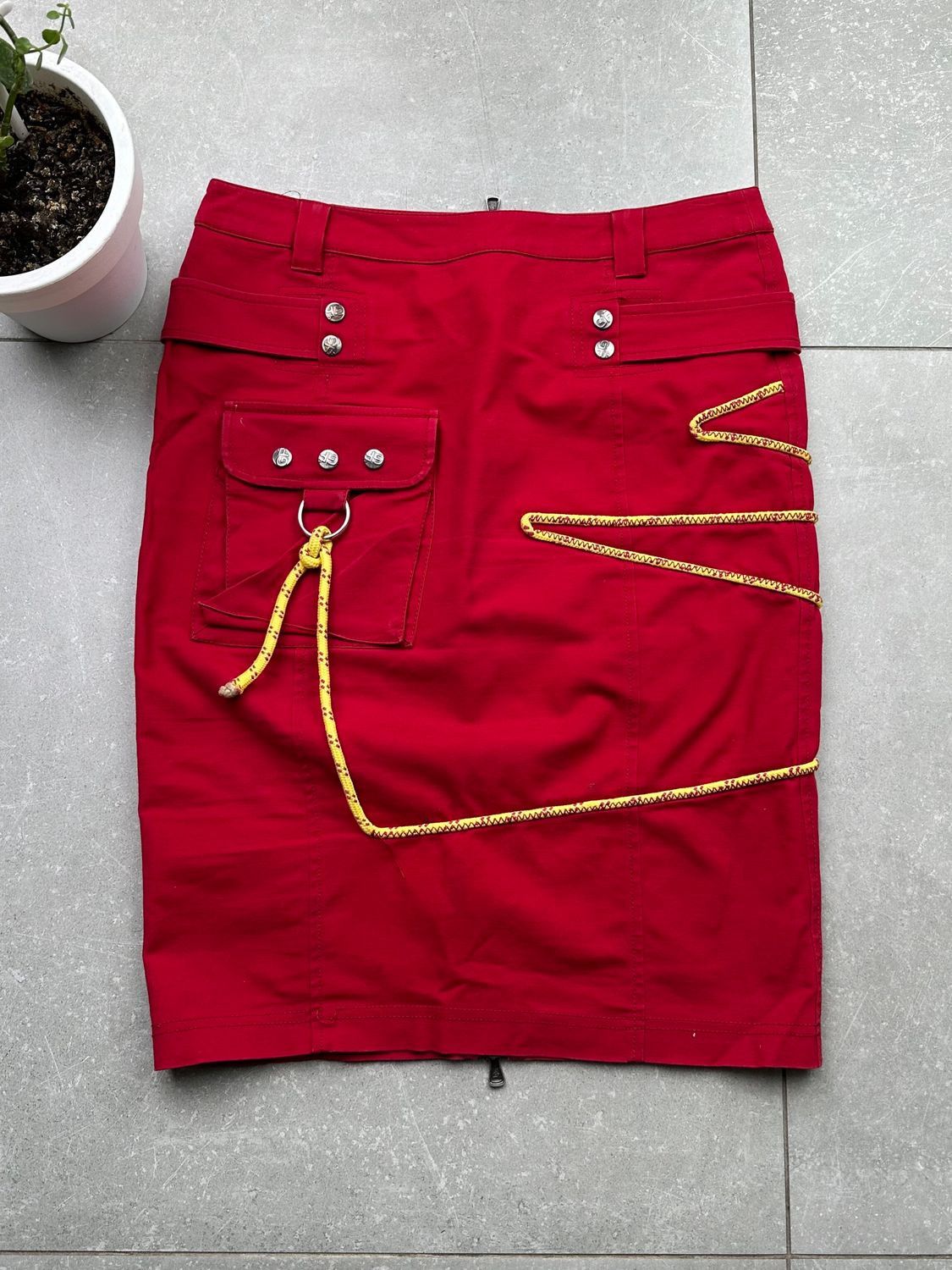 image of Archival Clothing x Gianfranco Ferre Vintage Bondage Zipped Skirt in Red, Women's (Size 26)