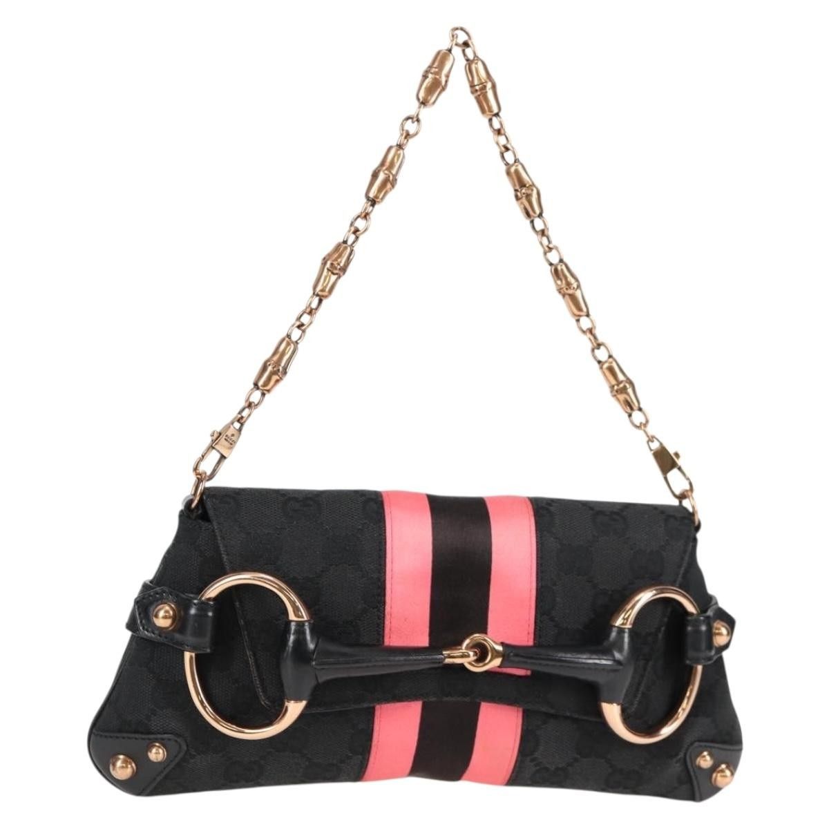 Gucci Gucci Horsebit Chain Clutch GG Canvas with Leather Size ONE SIZE - 1 Thumbnail