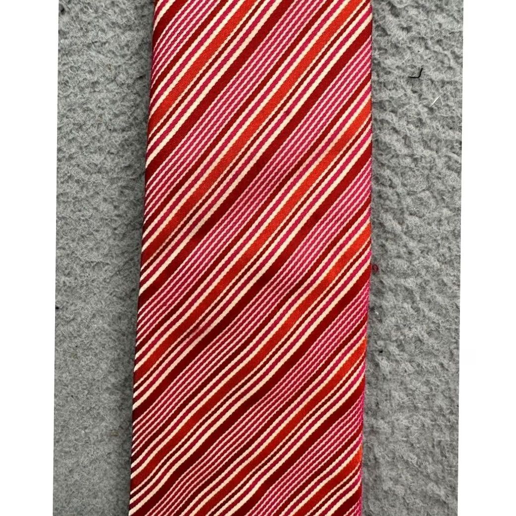 Vintage Thomas Pink Tie Mens One Size Pink Red Striped Suit Office Casual Necktie Size 44L - 2 Thumbnail