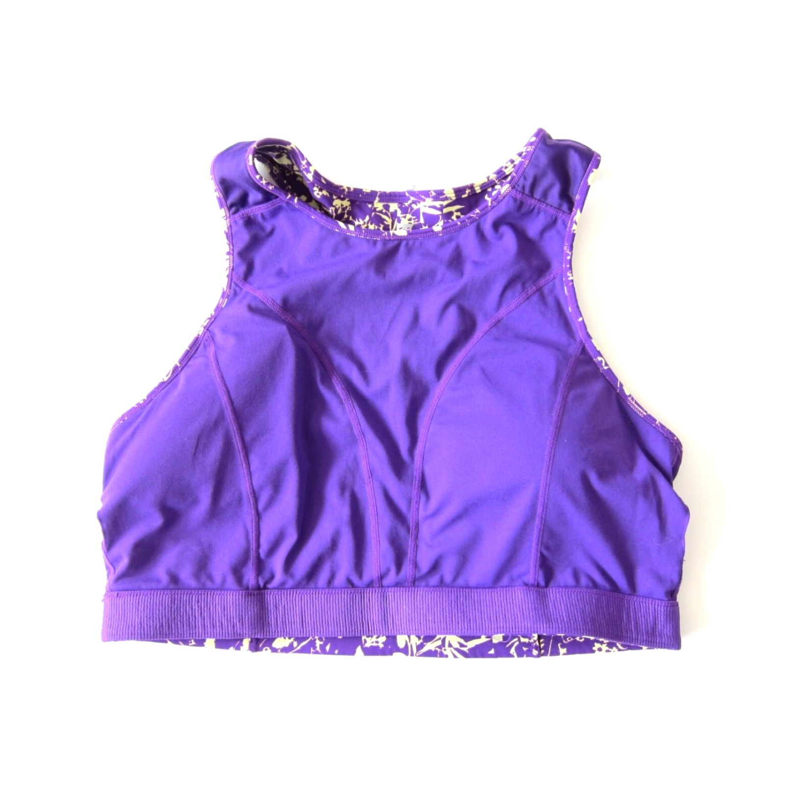 Fabletics Fabletics Sports Bra Women 3X Purple Yellow Floral Abstract Run Workout Yoga Wireless Compression Size ONE SIZE - 5 Thumbnail