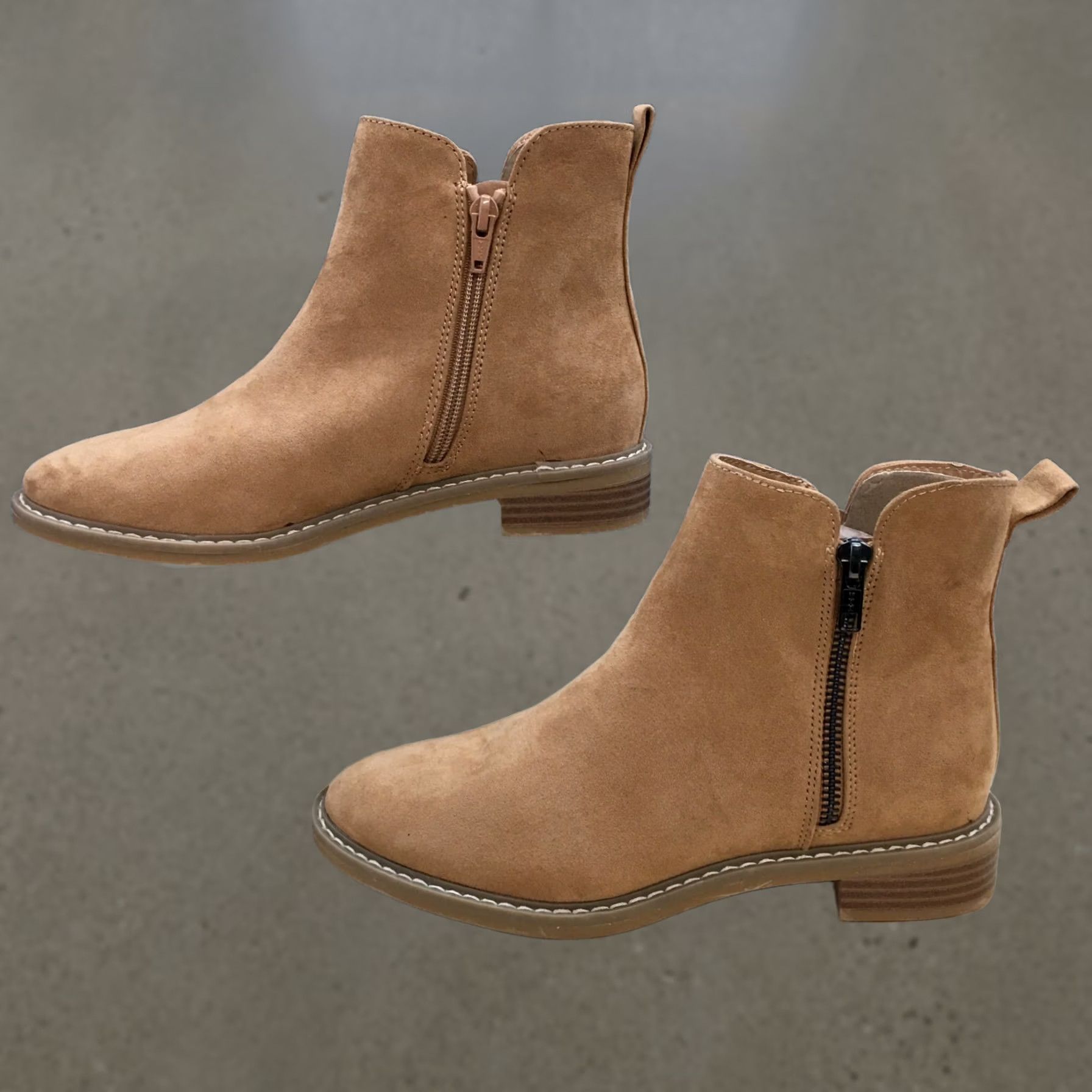 Vintage Universal Thread Boots Women Brenna Casual Side Zip Ankle Bootie Brown Fabric Size 6 Womens Size US 6 / IT 36 - 1 Thumbnail