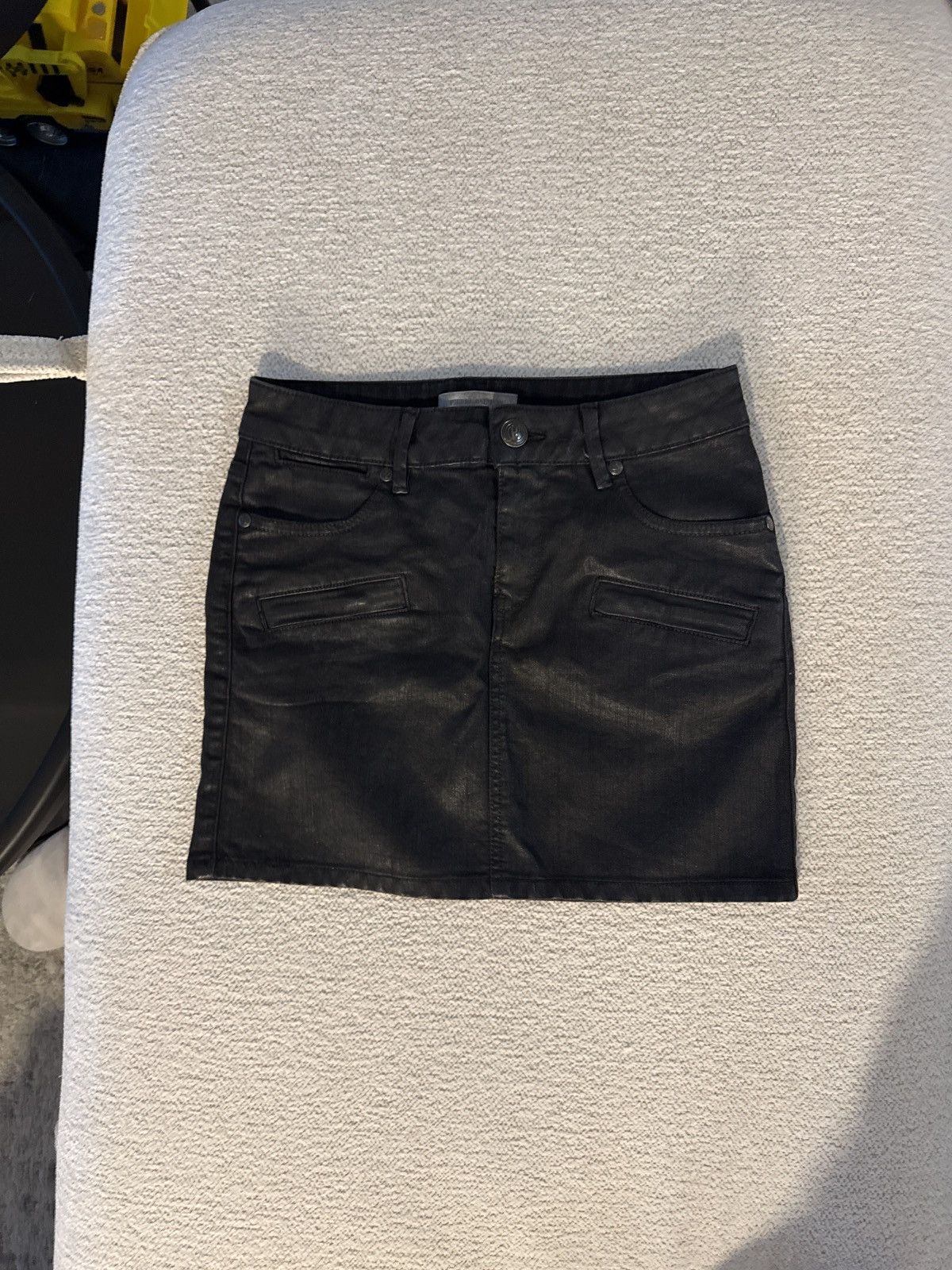Philipp Plein Waxed Denim Mini Skirt