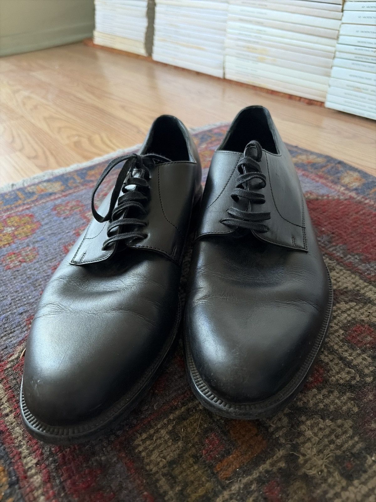 Harrys Of London Black Cap-toe Leather Derby by Harrys of London Size US 10.5 / EU 43-44 - 2 Thumbnail