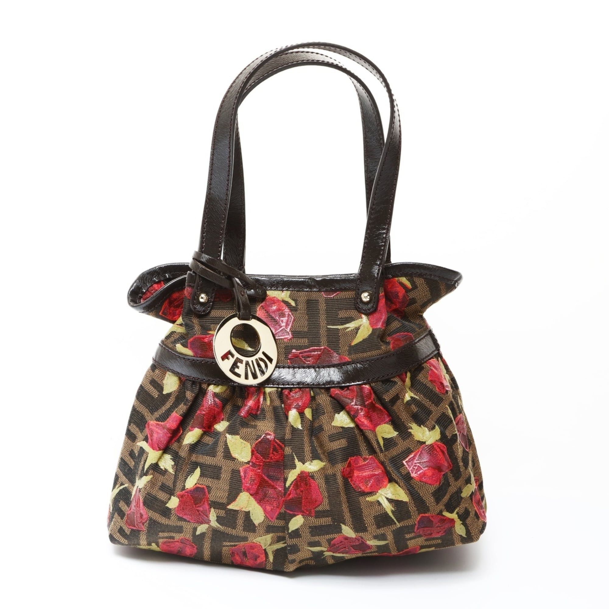 Fendi Fendi Zucca Canvas Rose Print Handbag, Brown, WS26608 Size ONE SIZE - 1 Thumbnail