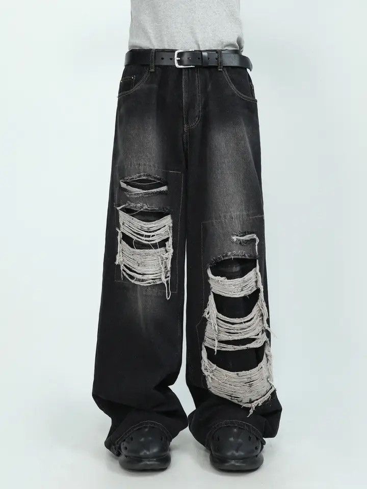 image of Distressed Denim Distress Denim Pants in Black, Men's (Size 32)