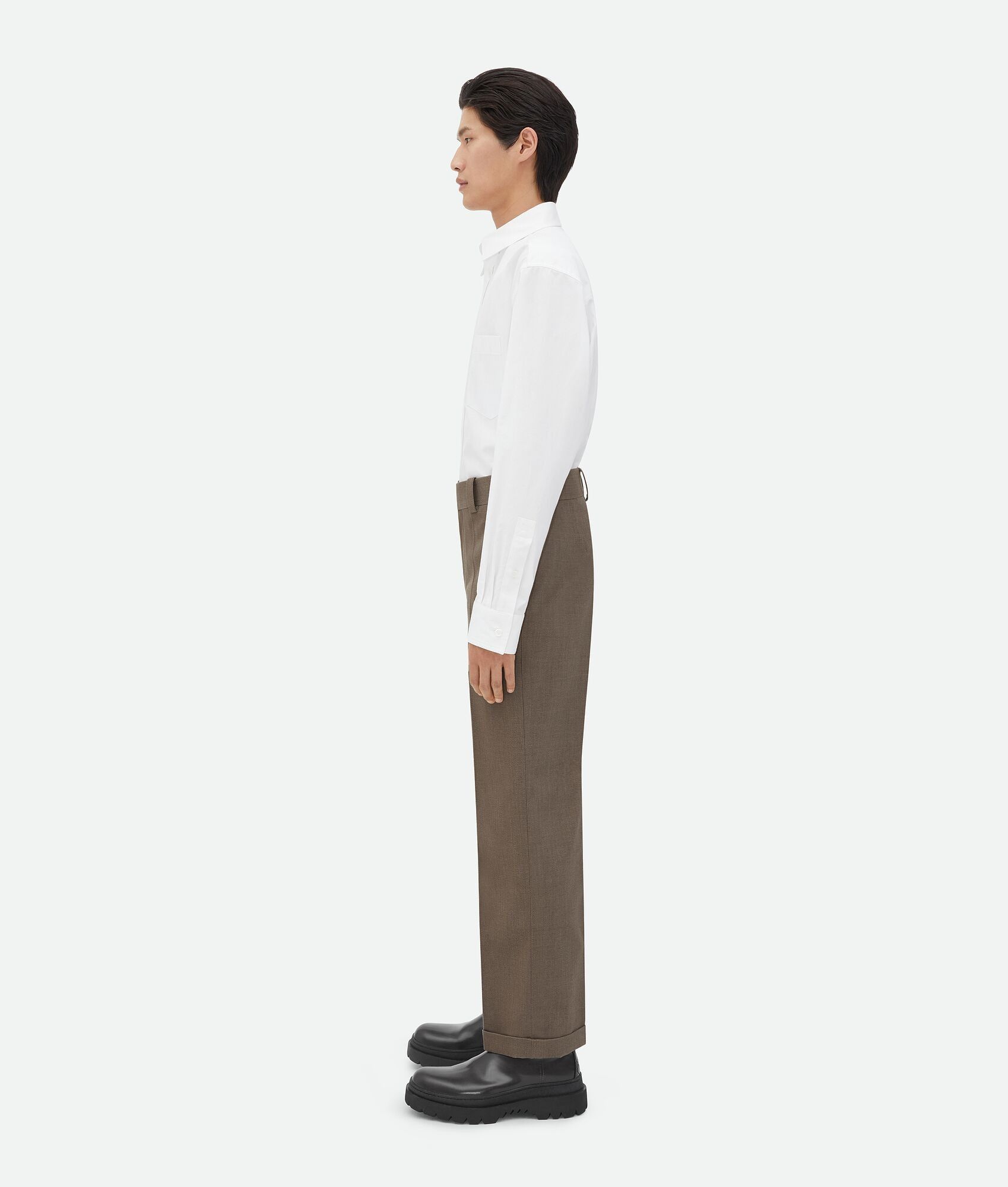 Bottega Veneta o1w1db10825 Wool Twill Cropped Trousers Grey/Ochre Melange Size US 38 / EU 54 - 2 Thumbnail