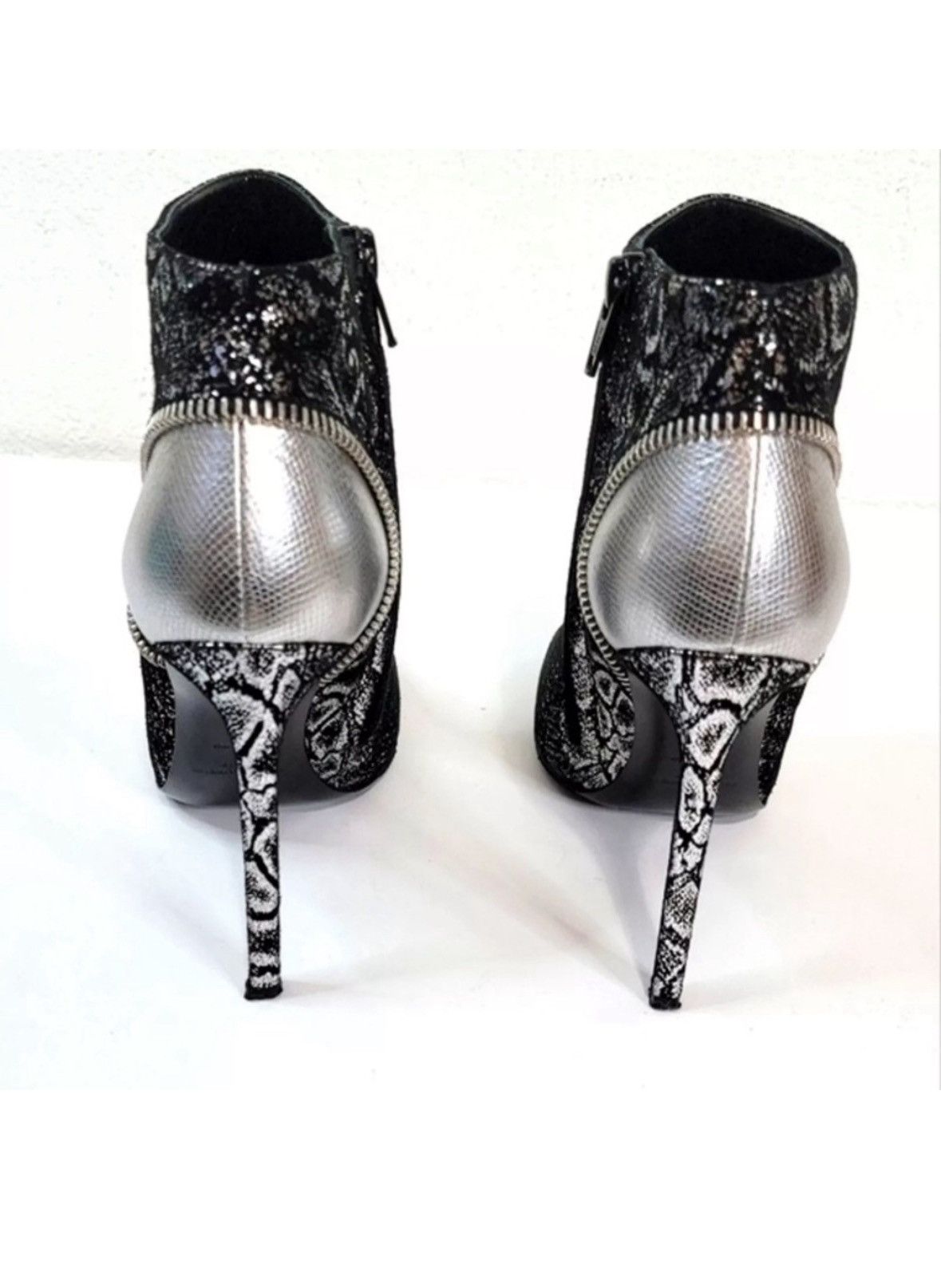 Saint Laurent Paris SAINT LAURENT Metallic Snakeskin Embossed Ankle Booties Size US 6.5 / IT 36.5 - 14 Thumbnail