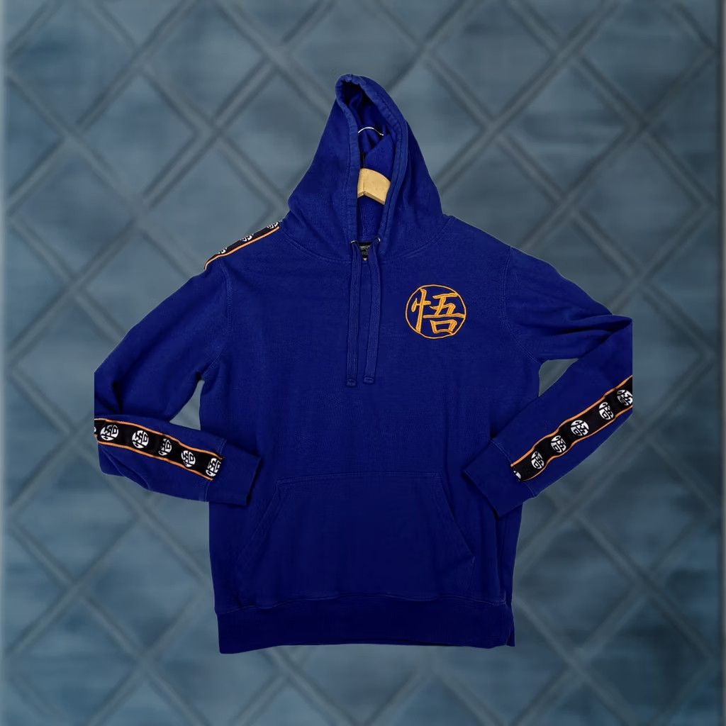 KangaROOS Dragonball Z Mens M Blue Hoodie Kangaroo Pullover Fleece Arm Stripe Drawstring Size US M / EU 48-50 / 2 - 1 Thumbnail