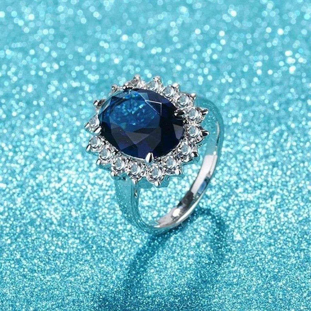 Other Oval Sapphire Blue Stone Ring Womens Sterling Silver Size 5 Size ONE SIZE - 3 Thumbnail