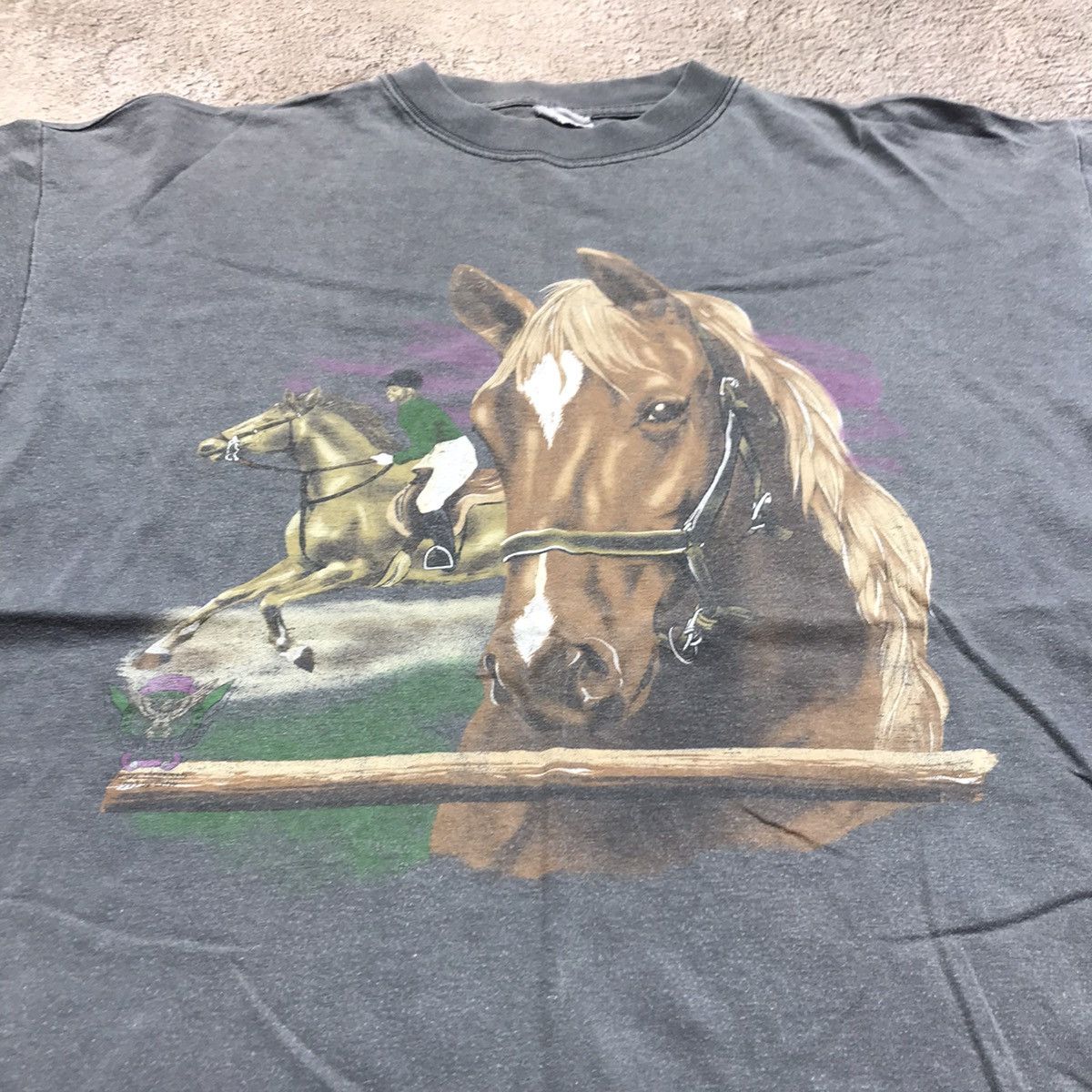 Vintage Vintage 90s Sun Faded Graphic Tee Horse Print Skater Slim XL Size US XL / EU 56 / 4 - 3 Thumbnail