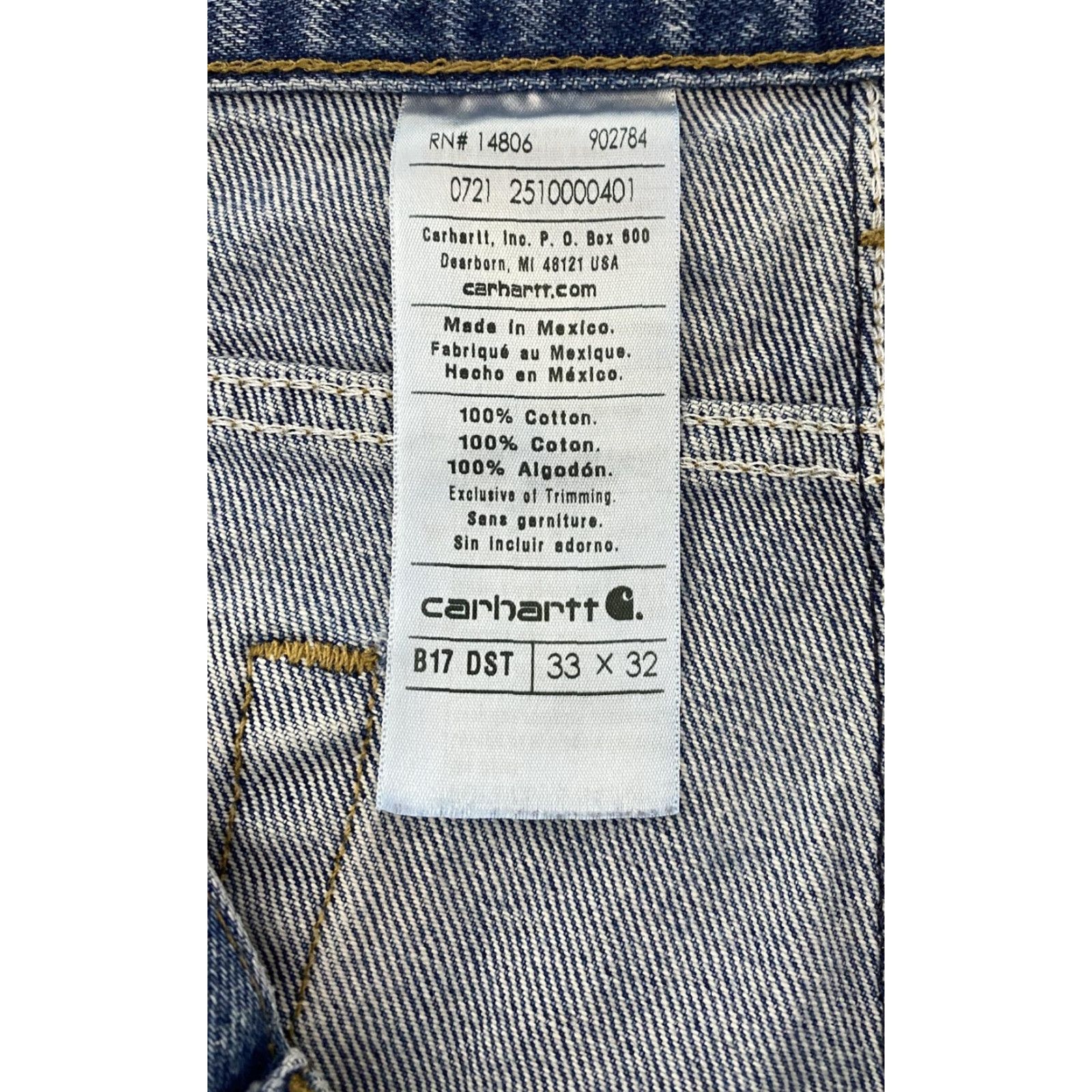 Carhartt Carhartt Jeans Mens 33x32 Blue DST Relaxed Fit Straight Leg Denim Workwear Denim Jeans Size US 33 - 5 Thumbnail