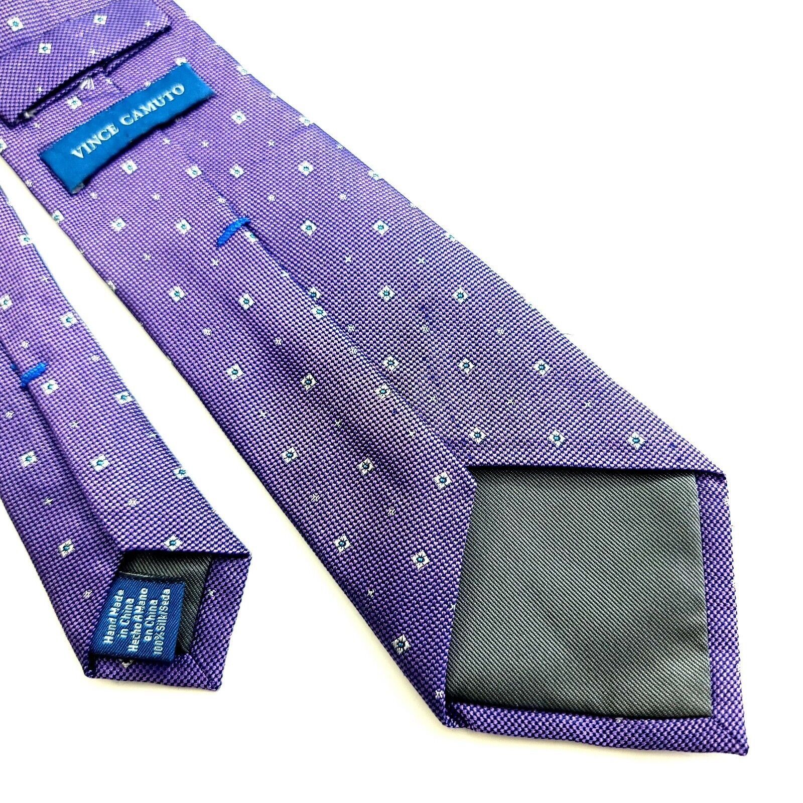 Vince Camuto Vince Camuto Purple Woven Geometric Silk Tie Size ONE SIZE - 5 Thumbnail