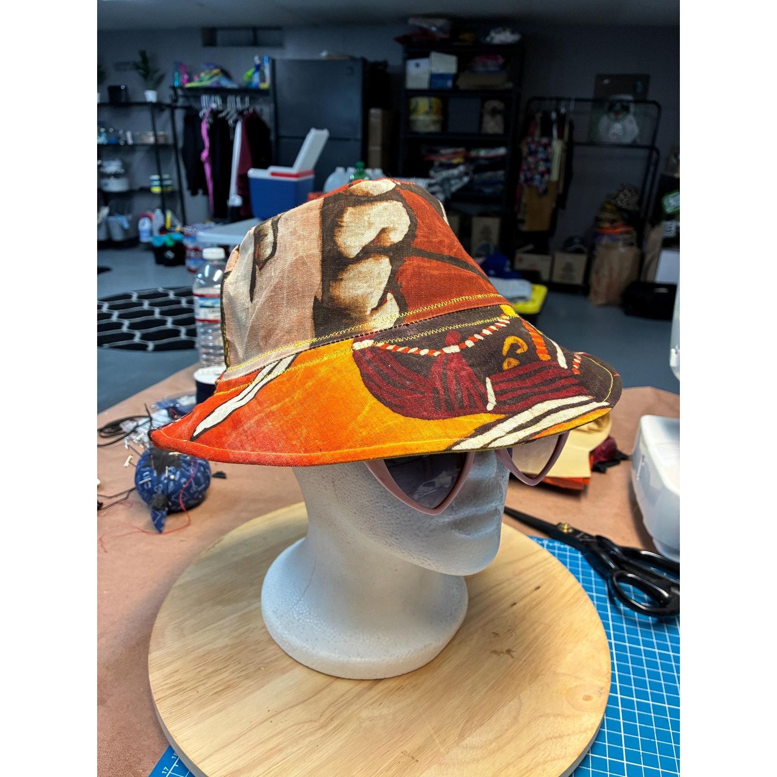 Other Handmade Waxed Cotton Bucket Hat Medium | Upcycled Painted Size ONE SIZE - 8 Thumbnail