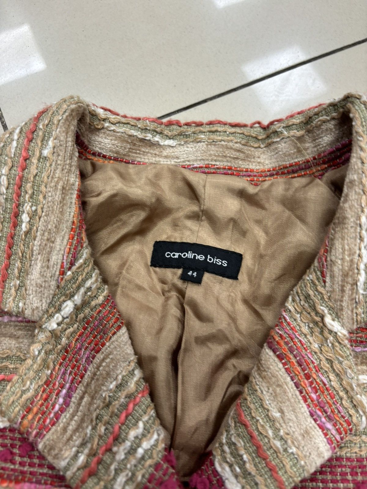 Japanese Brand × Vintage Vintage y2k Patchwork blazer striped beige jacket Size M / US 6-8 / IT 42-44 - 3 Thumbnail