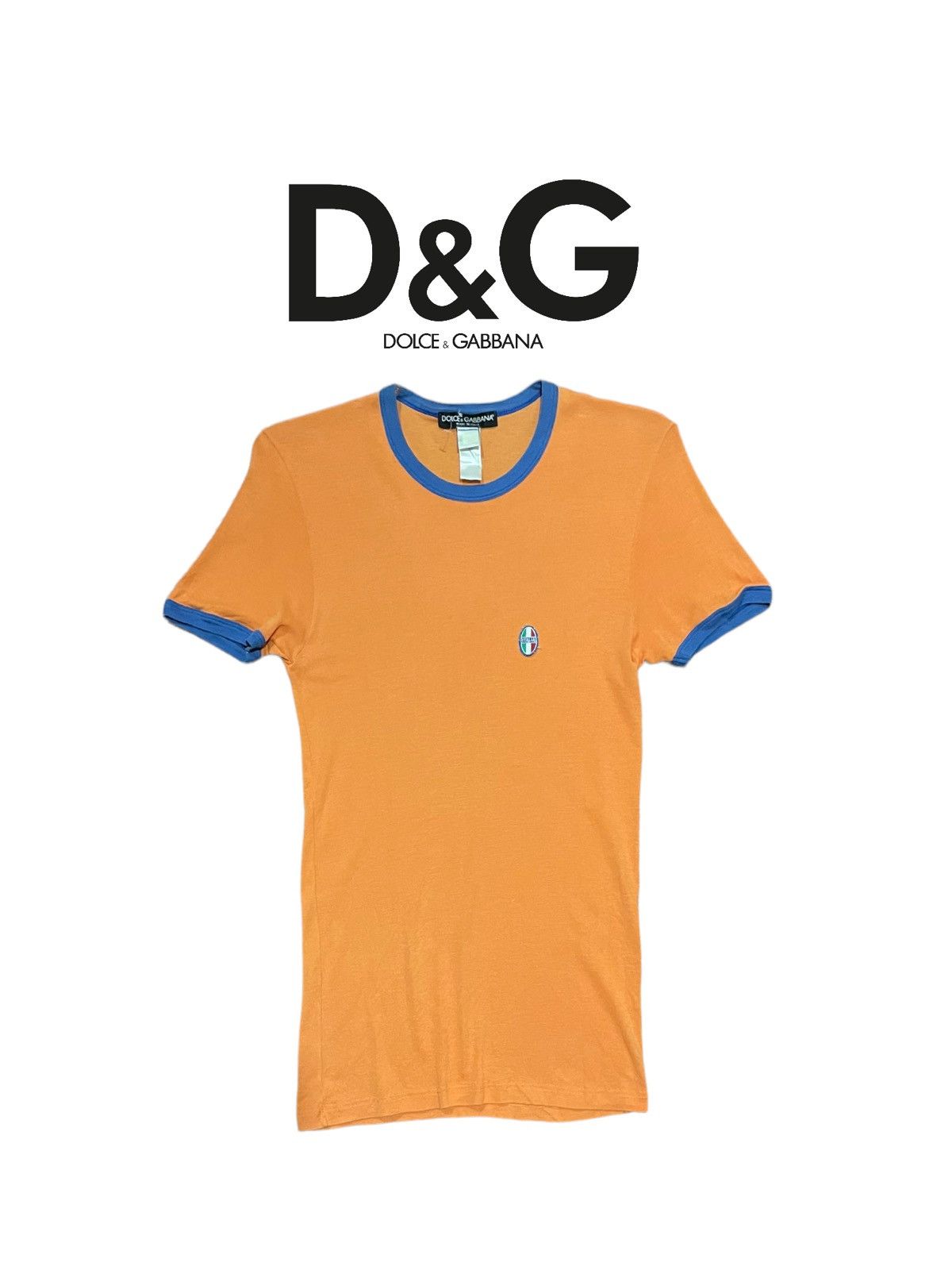 Dolce & Gabbana VTG '90s Dolce & Gabbana Italia Solarized Orange Ringer Tee Size S / US 4 / IT 40 - 16 Thumbnail