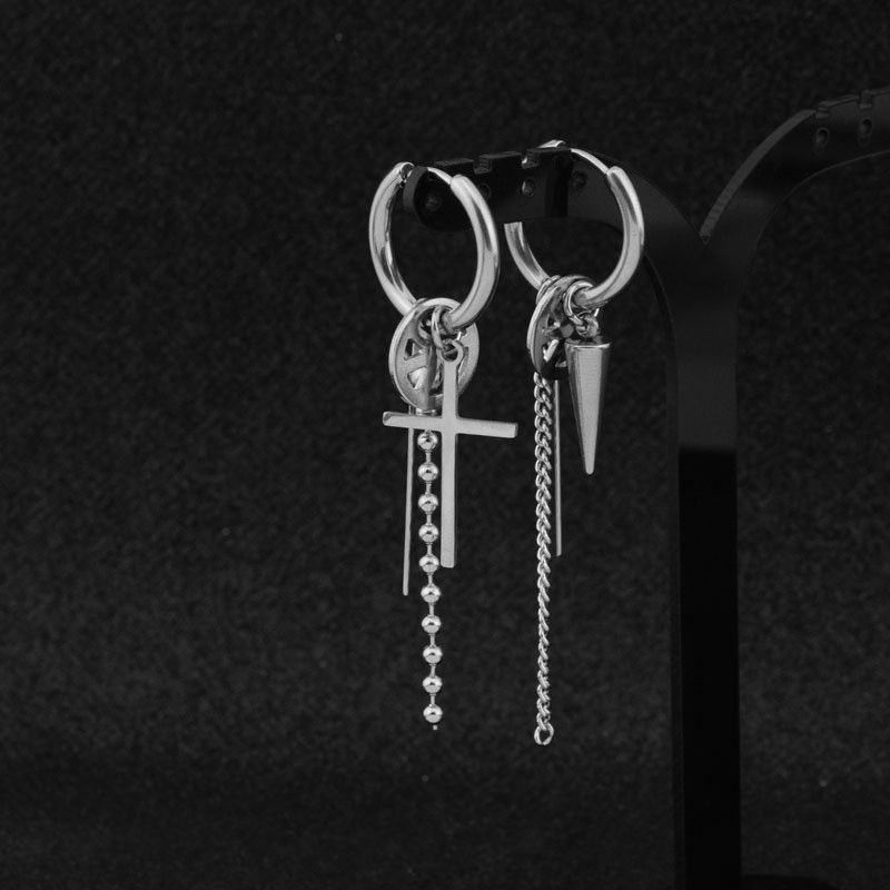 Jewelry × Sterling Silver Cross Vibe Earrings One Pairs Chrome Jewelry Size ONE SIZE - 2 Thumbnail