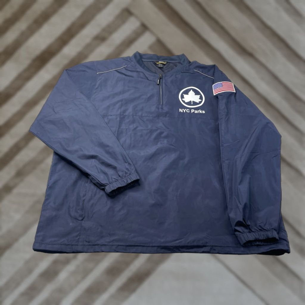Vintage NYC Parks Jacket Mens 2XL Navy Blue Windbreaker Nylon 1/4 Zip Pullover USA Size US XXL / EU 58 / 5 - 1 Thumbnail