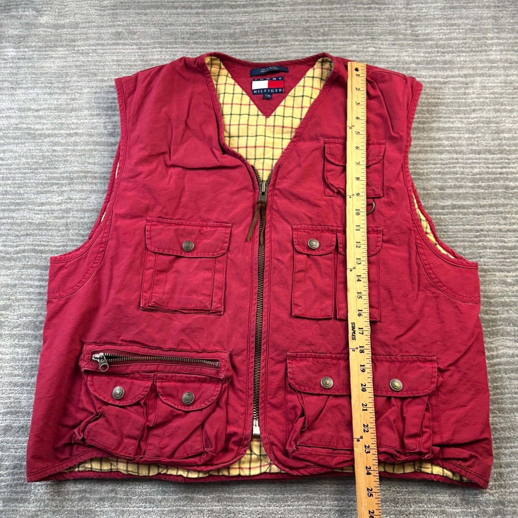 Tommy Hilfiger VINTAGE Tommy Hilfiger Vest Mens XL Red Utility Fishing Hunting Gorp Size US XL / EU 56 / 4 - 7 Thumbnail
