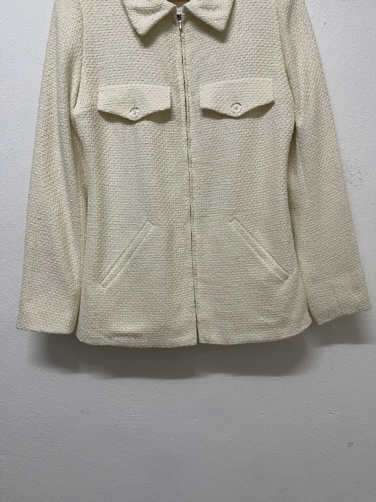 agnes b. 1990s AGNES B OFF-WHITE TEXTURED ZIPPER JACKET Size XS / US 0-2 / IT 36-38 - 9 Thumbnail
