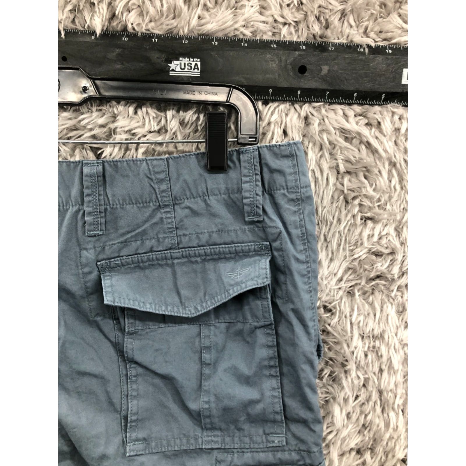 Dockers DOCKERS Cargo Shorts Mens 36 Mid Rise Dark Wash Blue Khaki 5-Pocket Regular Inseam 10in Cotton Blend Knit Image: Logo Casual Summer Spring Fall Mens Size US 36 / EU 52 - 7 Thumbnail