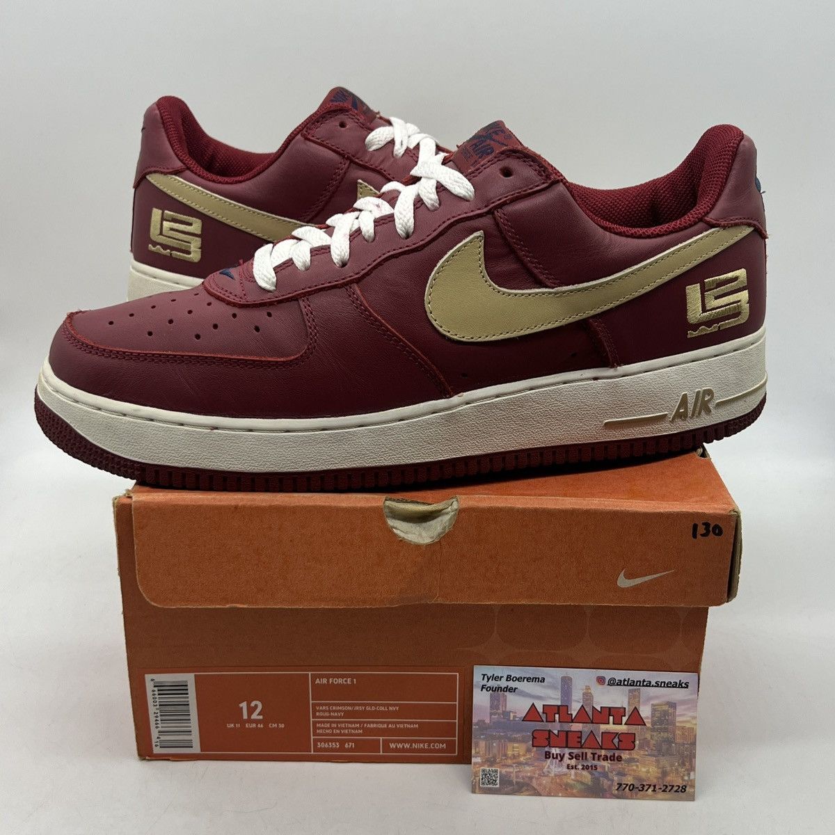 image of Nike Air Force 1 Low Lebron James Shoes in Maroon, Men's (Size 12)