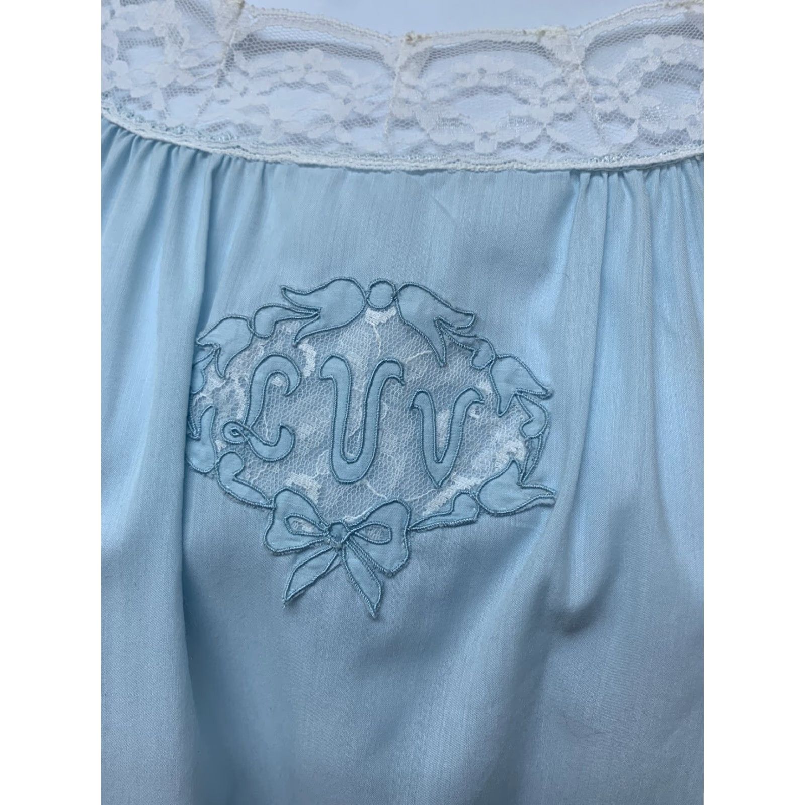 Vintage VINTAGE Najla New York Long Blue Summer Cotton Blend Lace Nightgown S USA NOS Size ONE SIZE - 3 Thumbnail