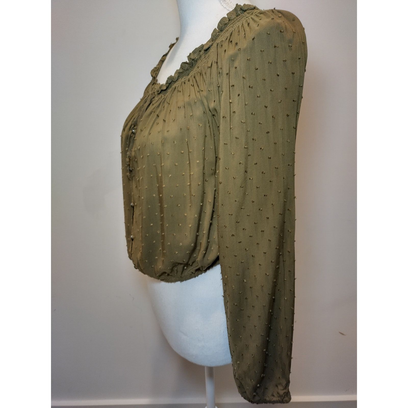 Aeropostale Aeropostale Women Blouse Cropped Off The Shoulder French Dot Size L / US 10 / IT 46 - 4 Thumbnail