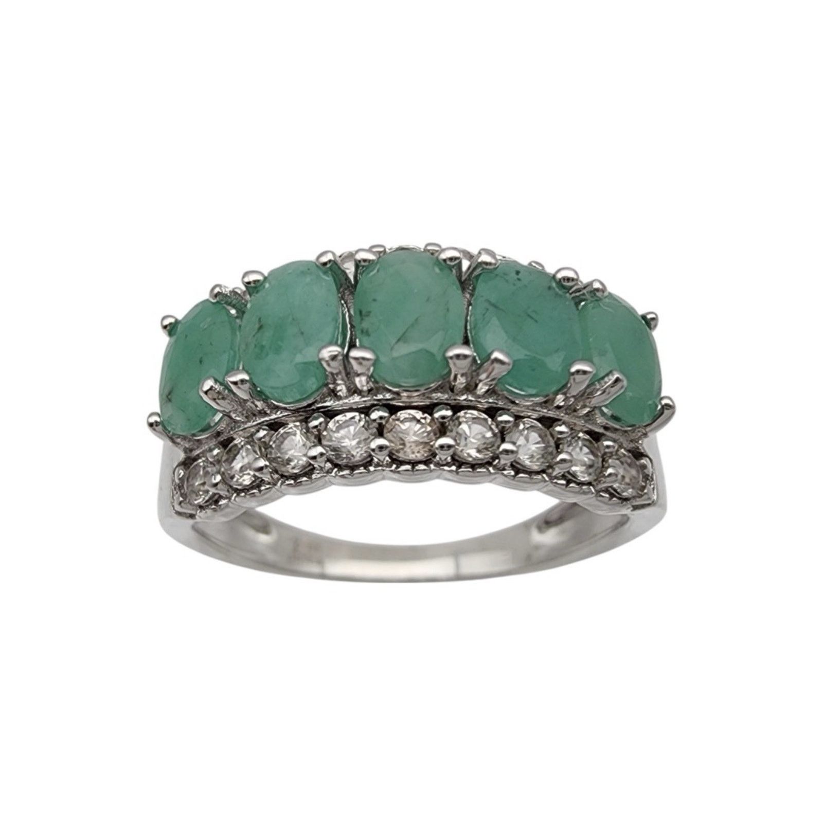 Other Sterling Silver Milky Emerald and Clear Topaz Ring Size 10 Size ONE SIZE - 1 Thumbnail