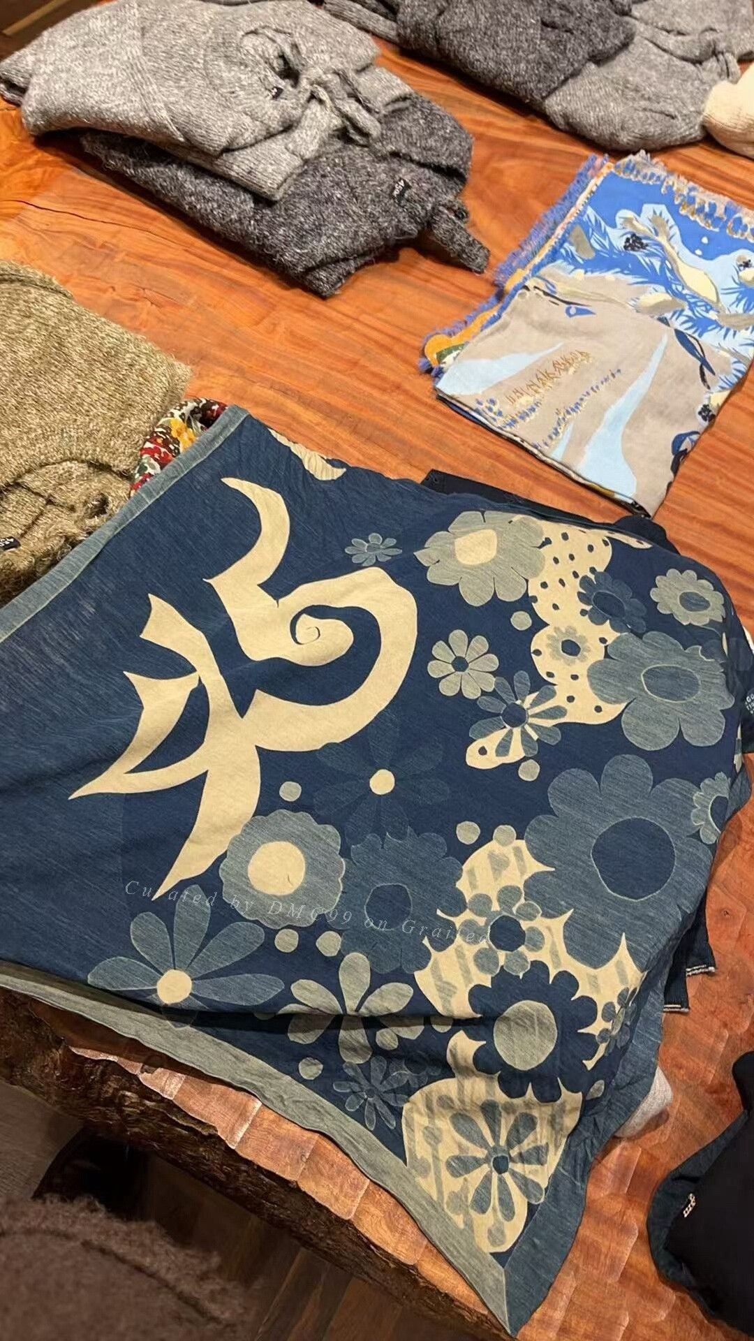 45rpm 45R Indigo Floral Hand-Printed Scarf Size ONE SIZE - 1 Thumbnail