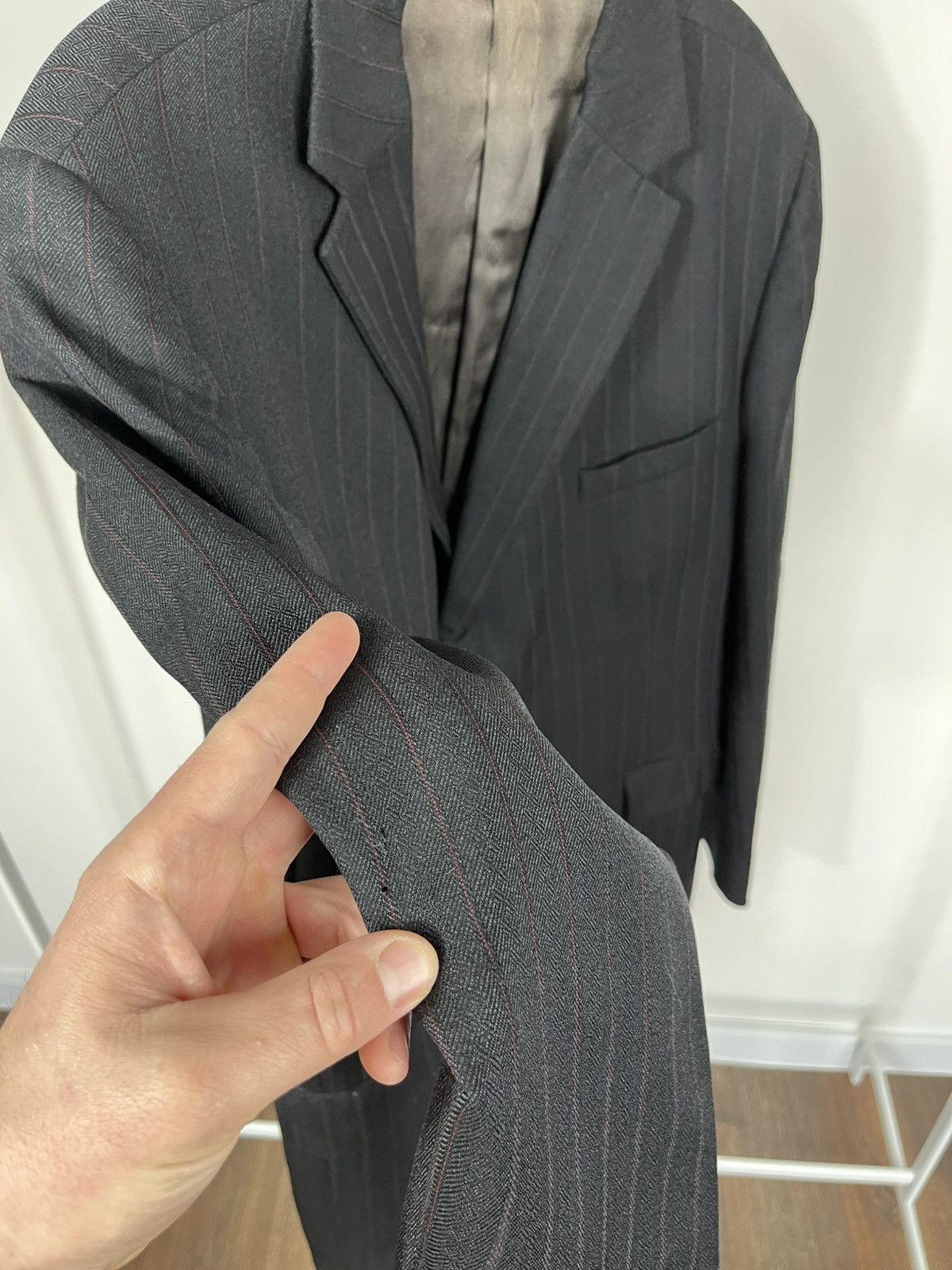 Other Vintage 1973 Tailored Pinstripe Blazer Jacket Dark Wool Coat Size US L / EU 52-54 / 3 - 6 Thumbnail